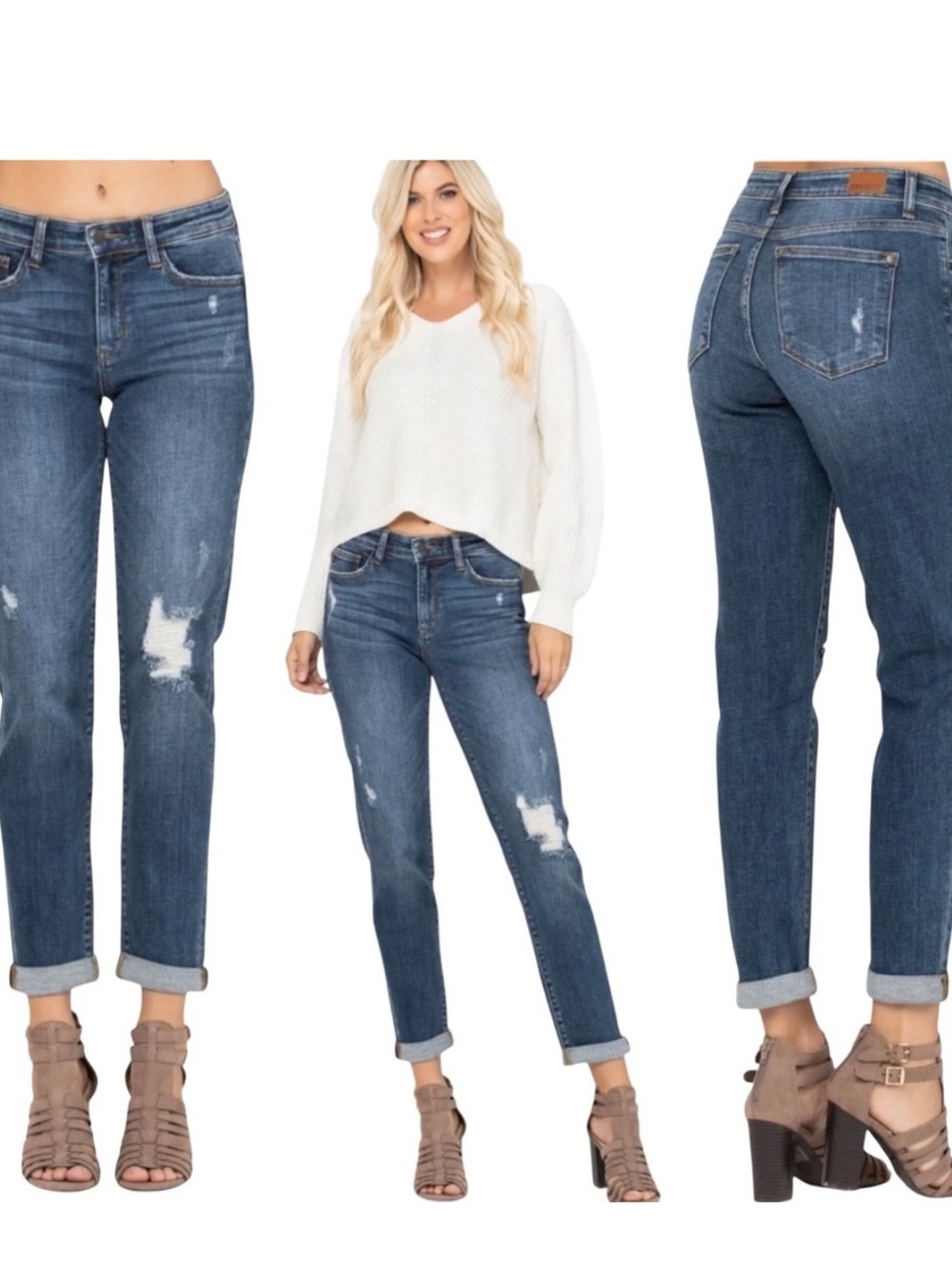 Judy Blue Slim Fit Mid Rise Boyfriend Jeans Sz 25 NWT Dark Wash Style JB82204DK